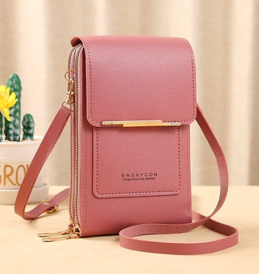 Bolsa Feminina  Crossbody de Couro "Suporte para Celular"